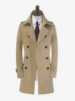 Vestes Pour Hommes Manteaux Croisé Col Rabattu Décontracté Abricot Clair Chic