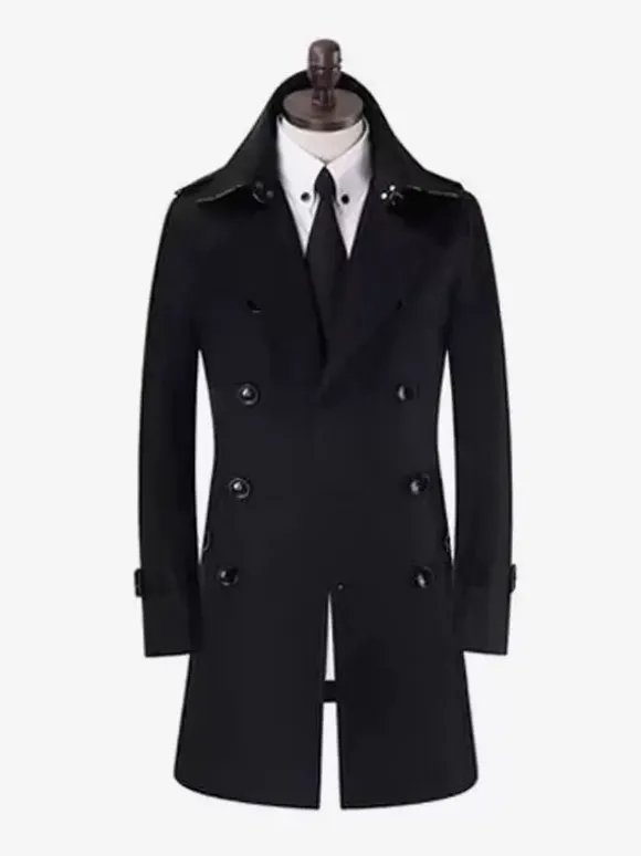 Vestes Pour Hommes Manteaux Croisé Col Rabattu Décontracté Abricot Clair Chic