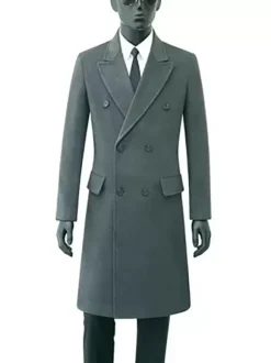 Vestes Pour Hommes Manteaux Double Boutonnage Col Rabattu Chic Noir Poches