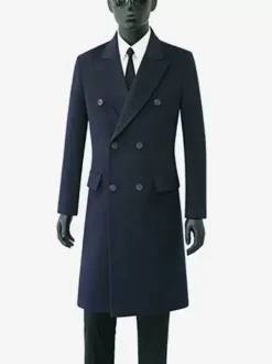 Vestes Pour Hommes Manteaux Double Boutonnage Col Rabattu Chic Noir Poches