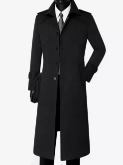 Vestes Pour Hommes Manteaux Long Col Rabattu Confortable Camel