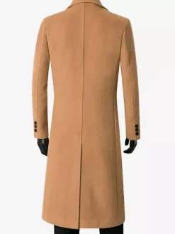 Vestes Pour Hommes Manteaux Long Double Boutonnage Col Rabattu Chic Noir