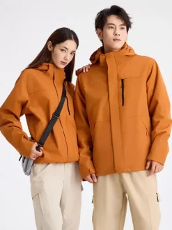 Vestes Pour Hommes Sweat À Capuche Zip Chaud Sport Décontracté Orange Cool
