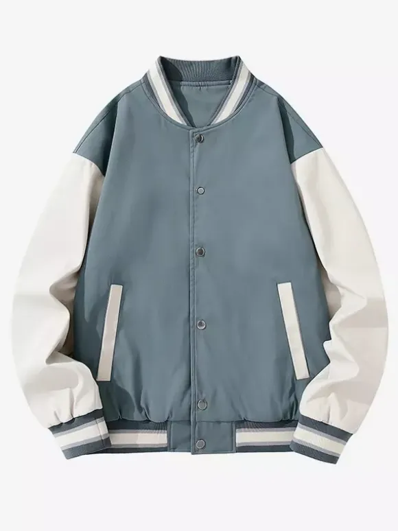 Veste universitaire pour hommes grande taille décontractée manches longues cardigan ample vestes de baseball