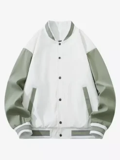 Veste universitaire pour hommes grande taille décontractée manches longues cardigan ample vestes de baseball