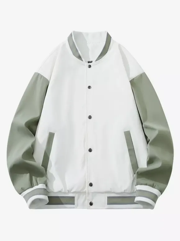 Veste universitaire pour hommes grande taille décontractée manches longues cardigan ample vestes de baseball