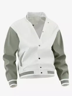 Veste universitaire pour hommes grande taille décontractée manches longues cardigan ample vestes de baseball
