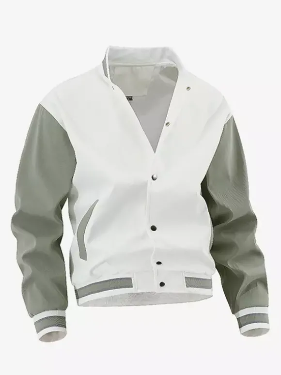 Veste universitaire pour hommes grande taille décontractée manches longues cardigan ample vestes de baseball