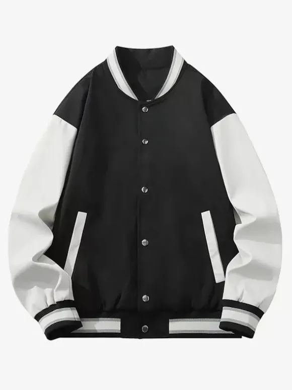 Veste universitaire pour hommes grande taille décontractée manches longues cardigan ample vestes de baseball