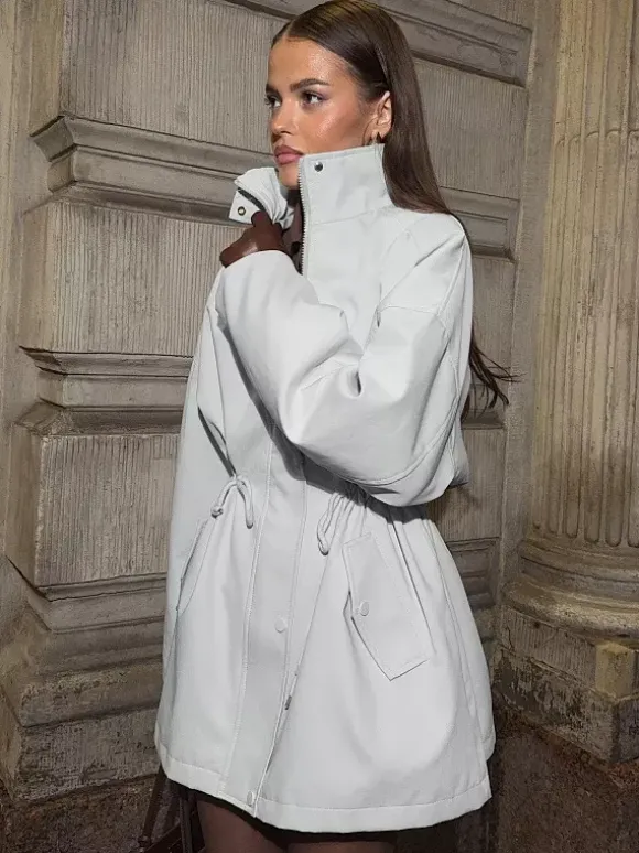 Veste utilitaire en pur coton pour femme - Coupe-vent slim fit à cordon de serrage style chic français - Vêtements d'extérieur décontractés pour le printemps 2026