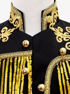 Veste Vintage Médiévale Noire Rétro À Franges Paillettes Costumes Vintage Hommes