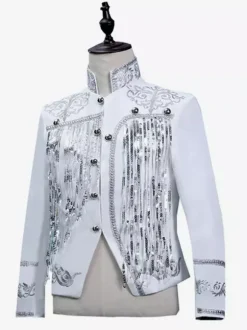 Veste Vintage Médiévale Noire Rétro À Franges Paillettes Costumes Vintage Hommes