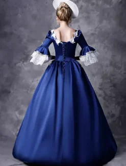 Victoria Robe Costume rétro pour femmes Robe bleue baroque mascarade robes de bal royal vintage Déguisements Halloween