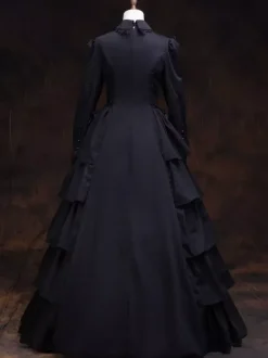 Victoria Robe Costumes Vintage noir à lacets Marie Antoinette Costume Déguisement rétro Déguisements Halloween