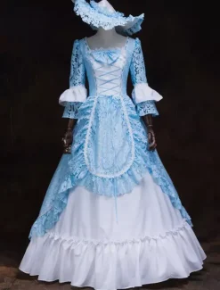 Victoria Robe Mascarade Renaissance médiévale Costume Rococo Marie Antoinette Robe Déguisement rétro boule robes Royal Floral Ruffles Déguisements Halloween