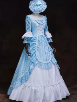 Victoria Robe Mascarade Renaissance médiévale Costume Rococo Marie Antoinette Robe Déguisement rétro boule robes Royal Floral Ruffles Déguisements Halloween