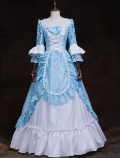Victoria Robe Mascarade Renaissance médiévale Costume Rococo Marie Antoinette Robe Déguisement rétro boule robes Royal Floral Ruffles Déguisements Halloween