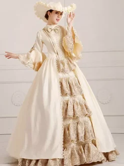 Victoria Robe médiévale Costume Rococo Marie Antoinette Vintage Robe Champagne Opéra rétro femmes Déguisements Halloween