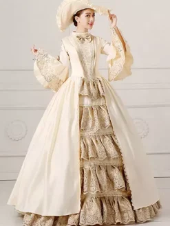 Victoria Robe médiévale Costume Rococo Marie Antoinette Vintage Robe Champagne Opéra rétro femmes Déguisements Halloween