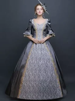 Victoria robe Opéra Costume vintage Robe gris En Satin Robe De Soirée Fête Costume Princesse Déguisements Halloween