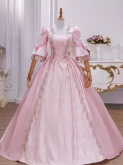 Victoria Robe Opéra Costume vintage Baroque dentelle brodée robe Tunique robe boule lacets Déguisements Halloween