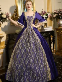 Victoria Robe Opéra Costume vintage Baroque dentelle brodée robe Tunique robe boule lacets Déguisements Halloween