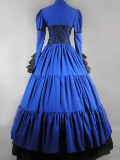 Victoria Robe Opéra Médiévale Costume Rococo Marie Antoinette Vintage Robe Volants En Satin Noir Rétro Femmes Déguisements Halloween