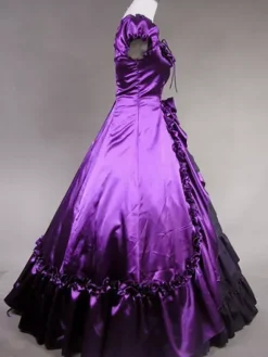 Victoria Robe Opéra Médiévale Costume Rococo Marie Antoinette Vintage Robe Volants En Satin Noir Rétro Femmes Déguisements Halloween