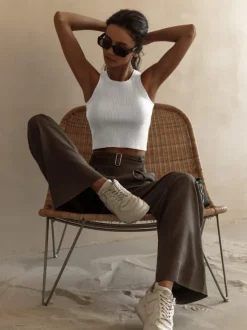 Violet Cami Top Col Rond Chic Femmes Camisoles