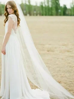 Voile 1 couche en tulle forme d'ovale Voile de mariée