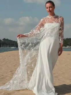 Voile de mariage à un niveau avec bordure en dentelle et fleurs