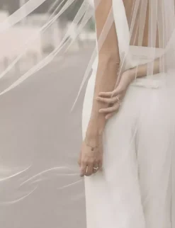 Voile de mariée en tulle délicat voile de mariée simple et long