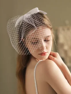 Voiles de mariage N艙uds Voile de mariée en filet à un niveau