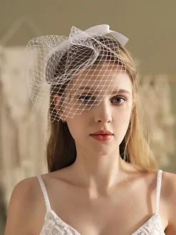 Voiles de mariage N艙uds Voile de mariée en filet à un niveau