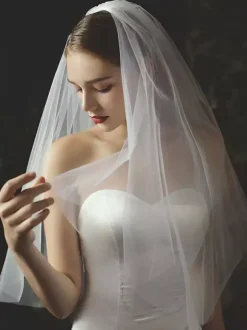 Voiles de mariage Voiles de mariée classiques en tulle à deux niveaux