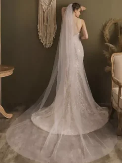 Voiles de mariage cascade Voile de mariée en tulle à un étage