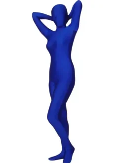 Vêtement de zentai bleu en lycra spandex enveloppé Déguisements Halloween