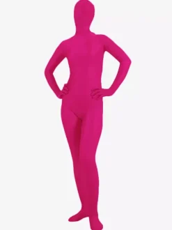 Vêtement de zentai rose en lycra spandex enveloppé Déguisements Halloween