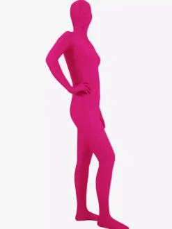 Vêtement de zentai rose en lycra spandex enveloppé Déguisements Halloween