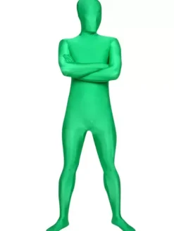 Vêtement de Zentai vert en fibre élastique Déguisements Halloween