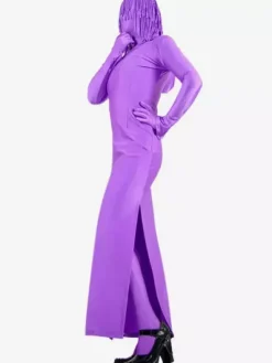 Vêtement de zentai beau combinaison enveloppé pour femme en lycra spandex violet Déguisements Halloween