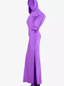 Vêtement de zentai beau combinaison enveloppé pour femme en lycra spandex violet Déguisements Halloween