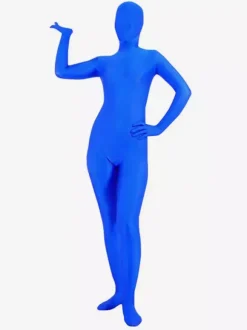 Vêtement de zentai bleu en lycra spandex enveloppé Déguisements Halloween