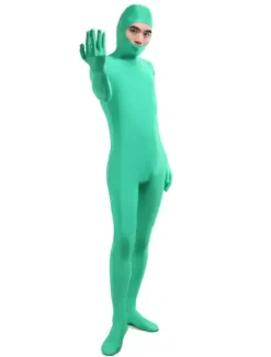 Vêtement de zentai vert bleu unicolore de face ouverte Déguisements Halloween