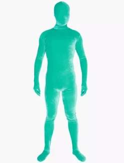 Vêtement de zentai vert en velours Déguisements Halloween