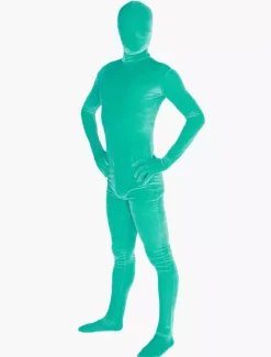 Vêtement de zentai vert en velours Déguisements Halloween