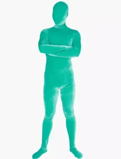 Vêtement de zentai vert en velours Déguisements Halloween