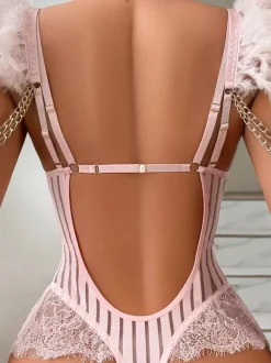 Vêtements pour femmes Lingerie Teddy Chaînes Teddy sexy noir pour femmes