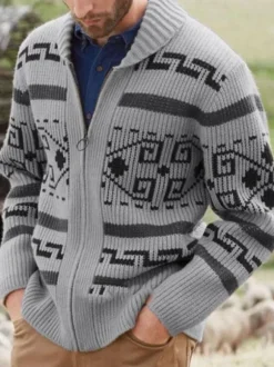 Vêtements pour hommes Cardigan pour hommes Pulls pour hommes Cardigans pour hommes Chic Manches longues Gris kaki Confortable