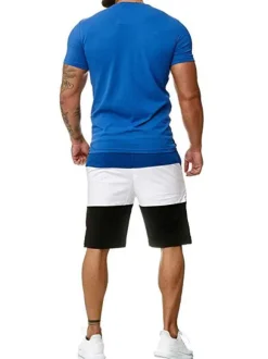 Vêtements d'actif pour hommes Bloc de couleur 2 pièces manches courtes Bijou col jaune